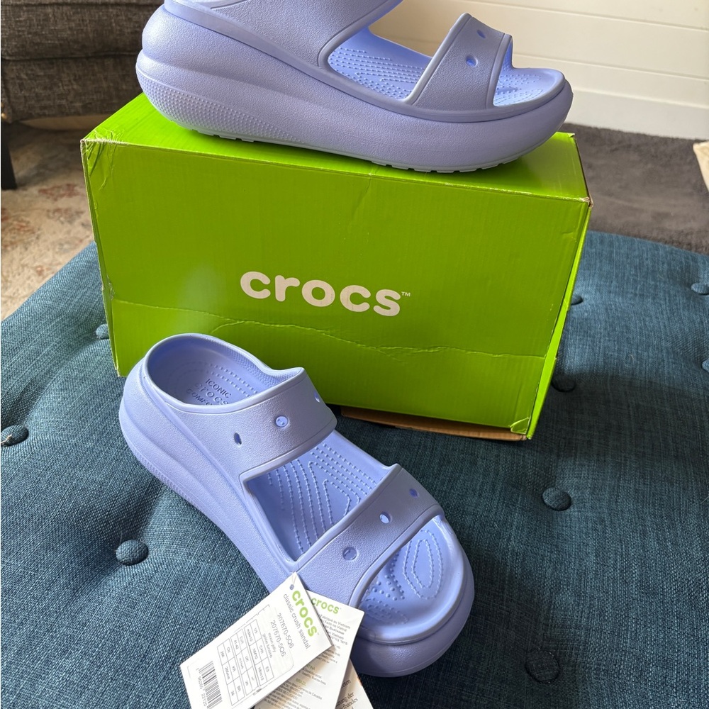 Crocs Classic Crush Moon Jelly Lavender Purple Platform Slide Sandals - NWTB